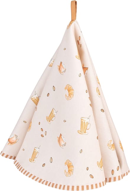 Clayre & Eef Theedoek Ø 80 cm Beige Katoen Croissant en Koffie