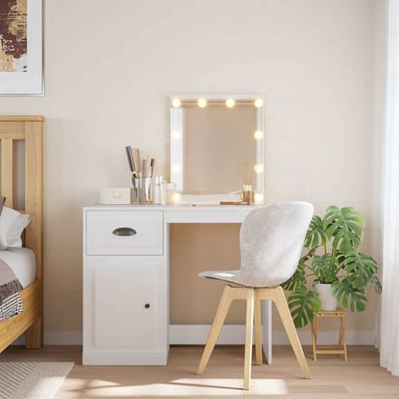 vidaXL - Kaptafel - met - LED-verlichting - 90x42x132,5 - cm - wit