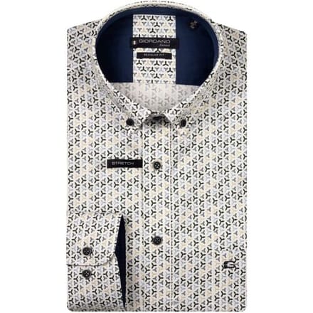 Giordano Overhemd Ivy Satin Stretch Mini Graphic Pattern Groen-Multi / male