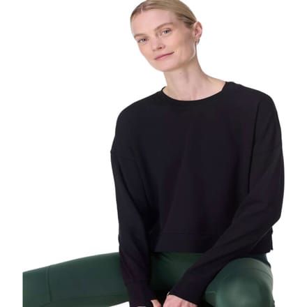 Sweaty Betty After Class Crop Sweatshirt ZWART - Maat M