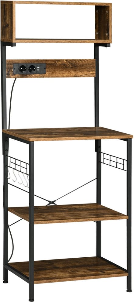 HOMCOM keukenbeugel voor industriële opbergunit magnetronrek met, 60x42 x cm, rustiek bruin