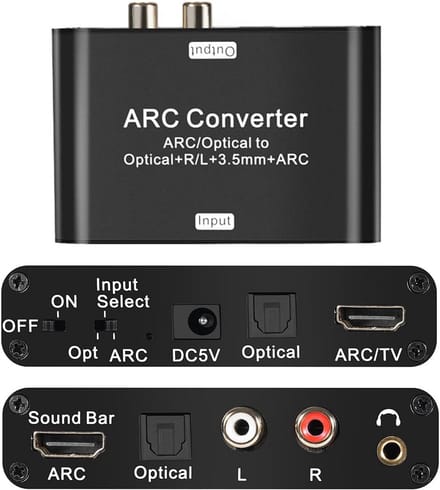 Audio Extractor Converter - ARC SPDIF Adapter - Geluid Versterken - Hoge Sample Rate - Compact Aluminium - Zwart