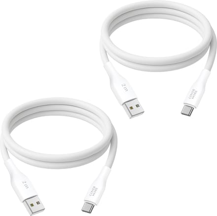 2x usb C kabel - Usb A naar usb C - Oplaadkabel - Usb lader - Stevig - Lange levensduur - Lader - 2 meter - Lang - Wit