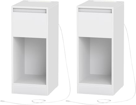 VASAGLE - Nachtkastje - Set van 2 - Met LED-verlichting - USB-A & USB-C Poorten - Lade en Open Vak