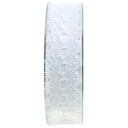 Lint met kant, huwelijksdecoratie, decolint Wit B35mm L20m