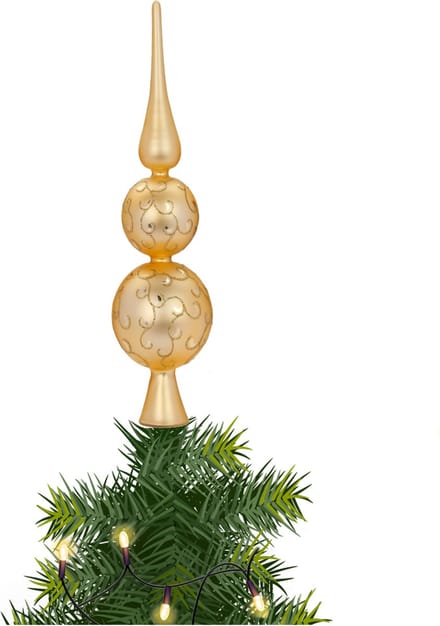 Inge Christmas piek - 1x - goud - glas - 31 cm - gedecoreerd - kerstboom topper - kerstversiering - kerstboomversiering