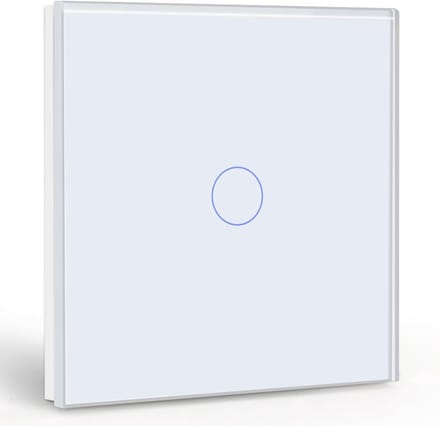 Touch Lichtschakelaar Zonder Nuldraad – 1 Weg – Wit Gehard Glas Met LED