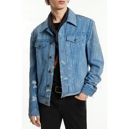 John Varvatos Trucker Jacket With Raw Edges Dutch Blue Größe: 48 | Jeansjacken Outlet | Herren | Blau