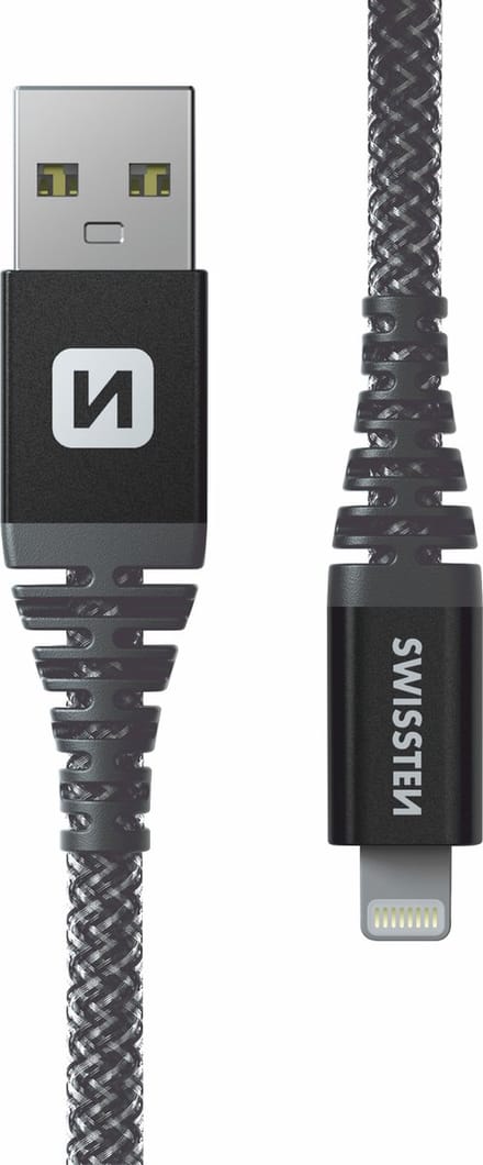 Swissten Aramid USB-A naar Lightning kabel - Geschikt voor iPhone 7/8/X/11/12/13/14 - 1.5M - Zwart