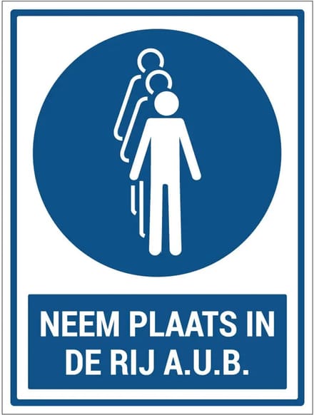 Neem plaats in de rij aub sticker met tekst | 28 x 21 cm