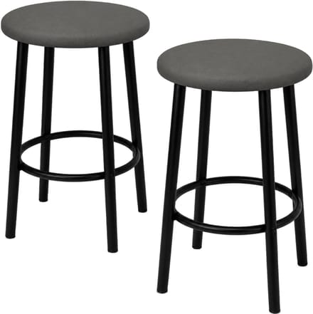 Begryf - Tabouret set van 2 - grijs - rond - zwart metalen frame