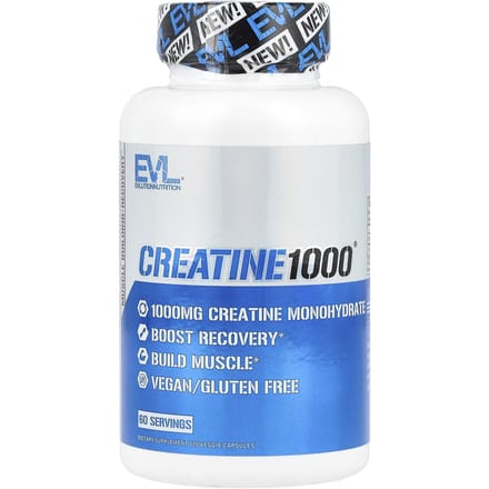 EVLution Nutrition, Creatine1000®, 1.000 mg, 120 Plantaardige Capsules (500 mg per capsule)