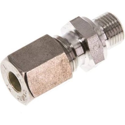 G 1/8'' Buitendraad x 6L RVS Rechte Knelfitting 315 Bar DIN 2353 - FL2S-MO-ST-018G-06-L
