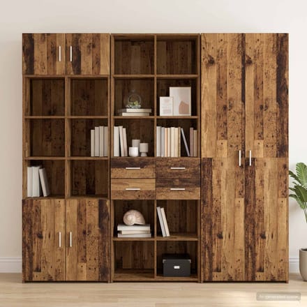 vidaXL - Boekenkast - Oud - hout - 30 - x - 42,4 - x - 185,2 - cm - Bewerkt - hout