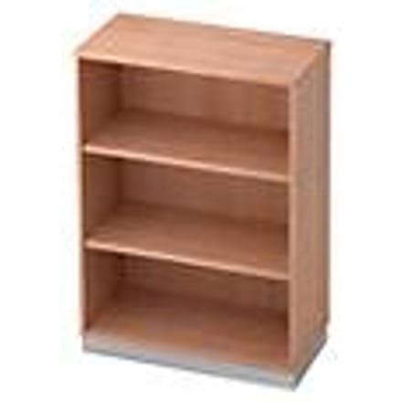 Boekenkast, spaanplaat, B 800 x D 400 mm, 3 OH, notenhoutdecor