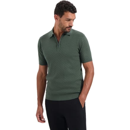 No Excess Pullover Short Sleeve Polo Zip Solid Jacquard Dark Green Maat: 3XL | Poloshirts Outlet | Heren | Groen