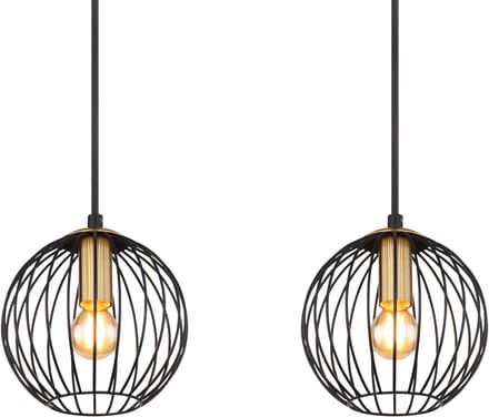 Globo - hanglamp - Eusebius - zwart - metaal - grote eettafellamp - E14 - 15589-4H