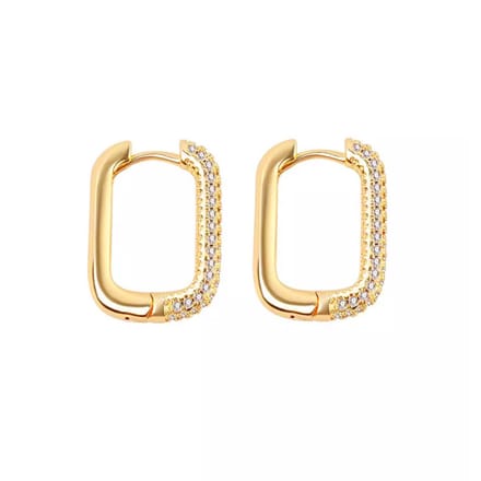Ovale Zirkonia Oorringen | Goudkleurig Middel | 13 x 17 mm