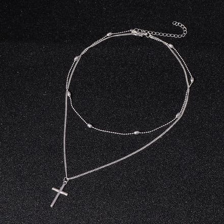 Ketting met kruisje + Ketting fantasy zilverkleur