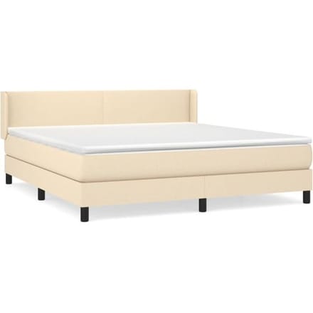 vidaXL - Boxspring - met - matras - stof - crèmekleurig - 160x200 - cm