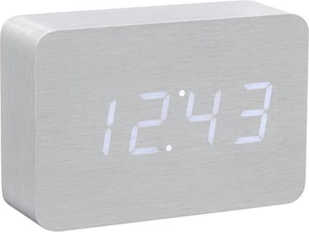 Gingko Brick click clock Wekker - Aluminium/LED Wit