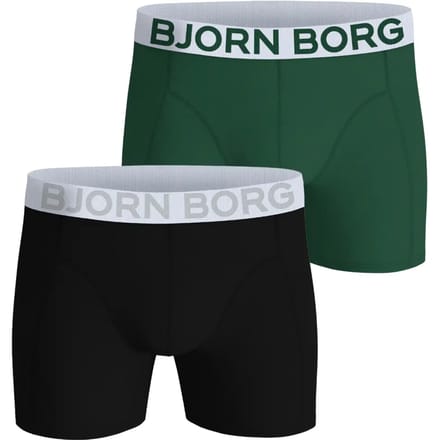 Björn Borg Cotton Stretch boxers - heren boxers normale lengte (2-pack) - groen - zwart