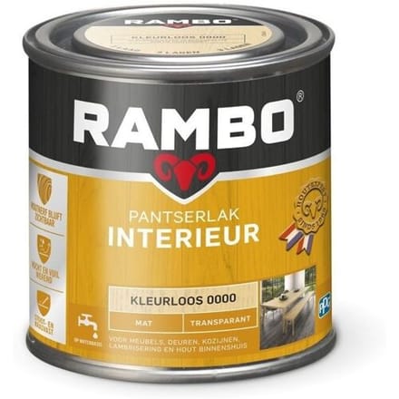 Rambo Pantserlak Interieur - Transparant Mat - Houtnerf Zichtbaar - Kleurloos - 0.25L