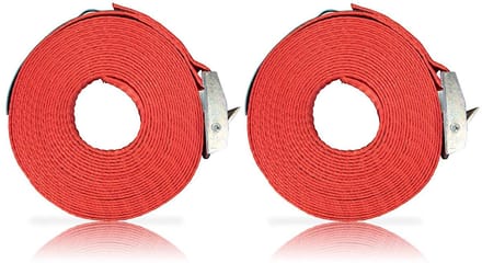 Spanbanden set - Sjorbanden klemsluiting - Lading zekeren - Geoptimaliseerd polyester - 250 meter - Rood