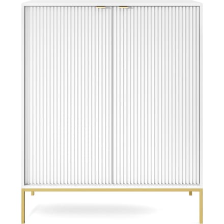 Selsey Vellore - Hoge ladekast - wit met gecanneleerde fronten en goudkleurig frame