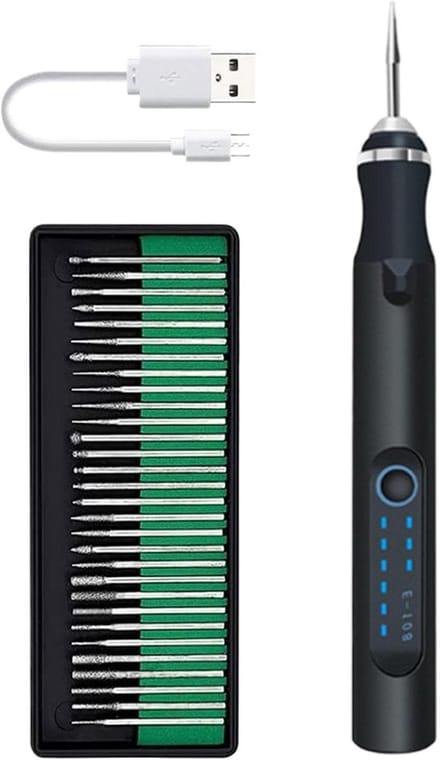 Graveerpen Kit - Draadloze Pen - Creatief Graveren - Instelbare Snelheid - 30 Min Werken - Zwart