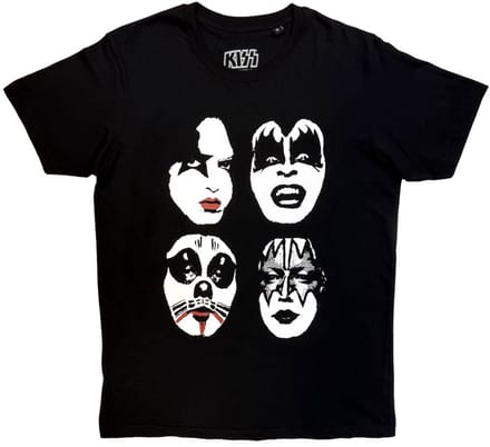Kiss - Stacked Faces Heren Tshirt - S - Zwart/Wit