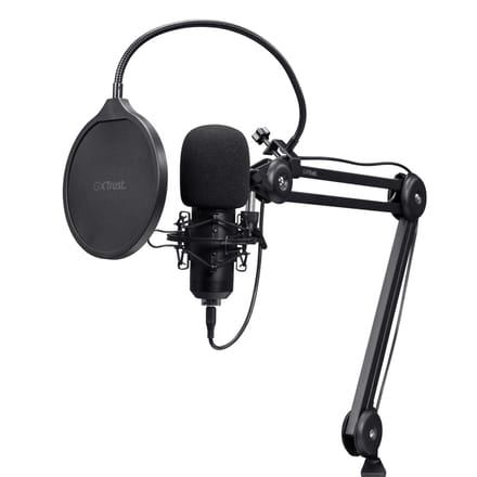 Trust GXT 270 Emita II+ - USB Microfoon - Gaming en Streaming - Cardioïde Condensator - Uitschuifbare Arm - Zwart