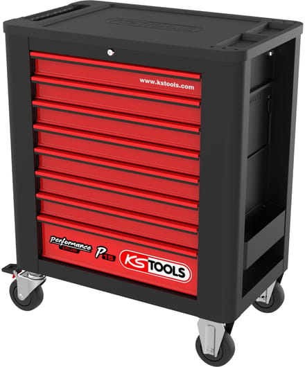 KS TOOLS PERFORMANCEplus P15 ZWART/ROOD Werkplaatswagen met 8 laden - 873.1008