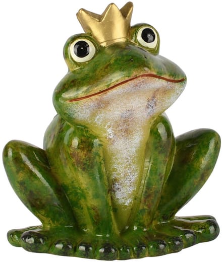 Dekoratief | Kikker m/kroon 'John', groen, keramiek, 19x14x21cm | A260732