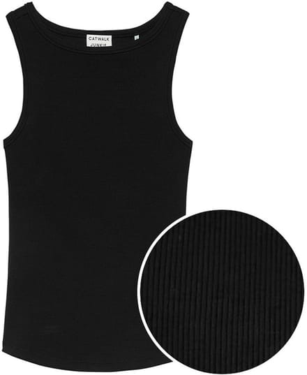 Catwalk Junkie dames O-hals singlet classic rib zwart
