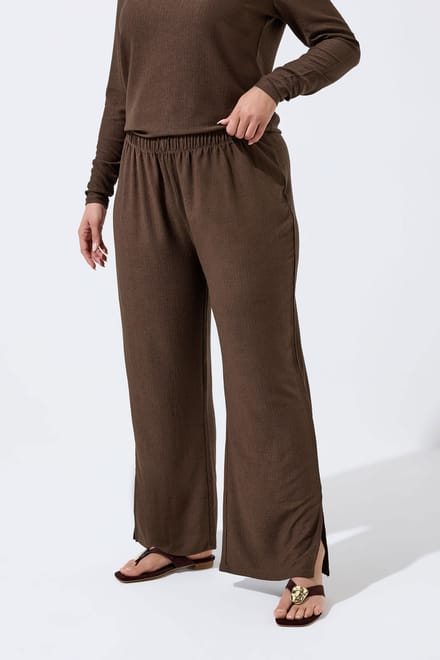 Limited Collection Bruine Getextureerde Broek Met Wijde Pijpen Size 48