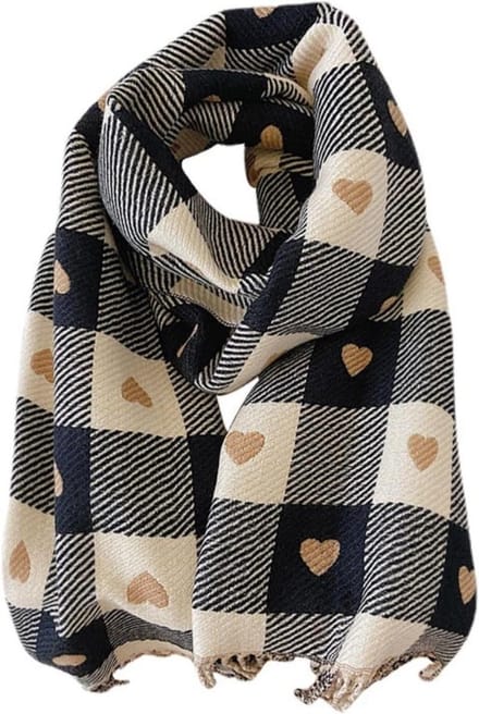 Dames Sjaal - Winter Sjaal - Warm Blijven - Hart Patroon - 200 cm Lang - Romantisch Khaki
