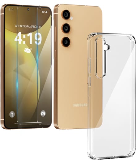 Hoesje geschikt voor Samsung S24 Transparant - 2x screenprotector - beschermglas screen protector- Anti Shock hoes case