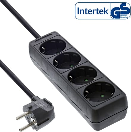 Stekkerdoos met 4 contacten / zwart - 5 meter