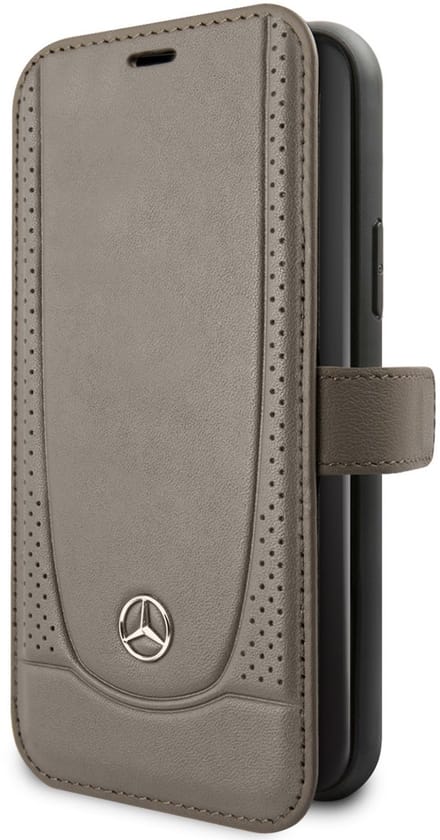 Mercedes-Benz iPhone 11 Pro Book type case - Genuine Leather - Perforated Urban - Brown