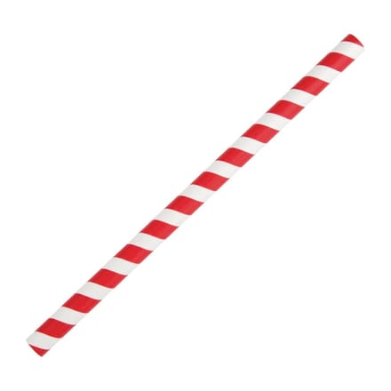Fiesta composteerbare papieren smoothie rietjes rood gestreept 210mm (250 stuks)