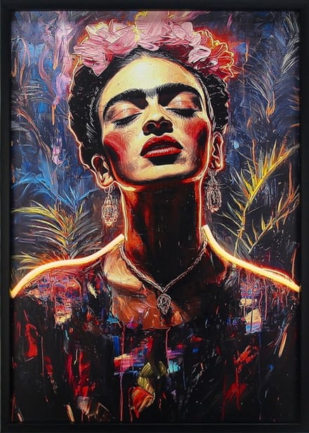 Schilderij met LED Frida Kahlo 50x70cm