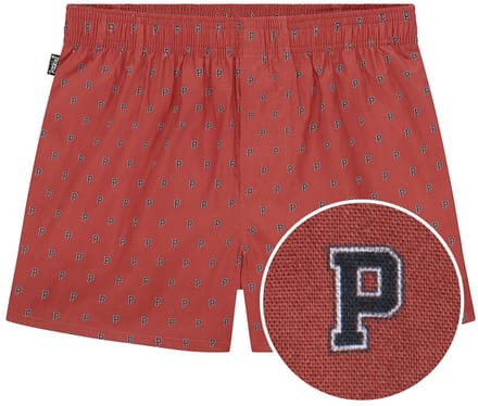 Pockies heren wijde boxershort allover p's rood