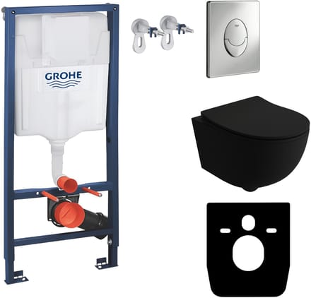 LAVITA complete toiletset BRAVABLACK GROHE Solido randloos zilver ren