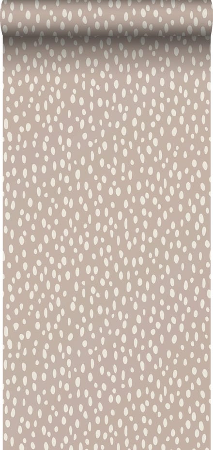 ESTAhome behang stippen oudroze en wit - 53 cm x 10.05 m - 139255