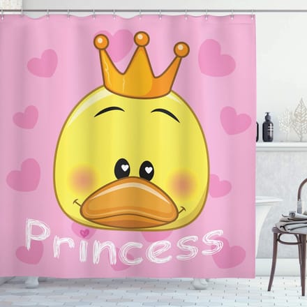ABAKUHAUS Douchegordijn – Prinses Eend – 175x180 cm – geel/roze