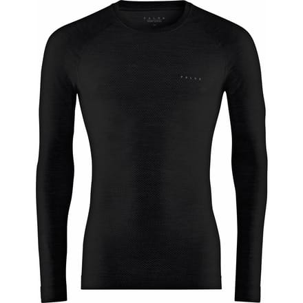 FALKE Wool-Tech Light Round Neck sneldrogend wol functioneel functioneel shirt met lange mouwen heren zwart - maat S