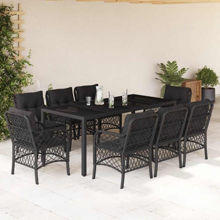 vidaXL - 9-delige - Tuinset - poly - rattan - zwart
