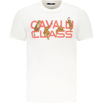 Cavalli Class Bianco Katoenen Heren T-Shirt
