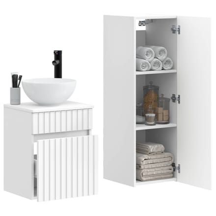 vidaXL - Badkamerkast - set - 2 - st - Wit - 33 - x - 34,5 - x - 100 - cm - Bewerkt - hout